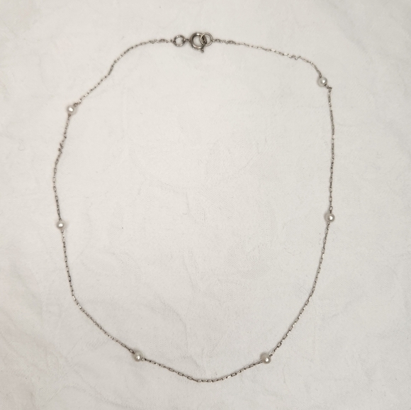 Vintage Silver Pearl Choker Necklace - Picture 3 of 12